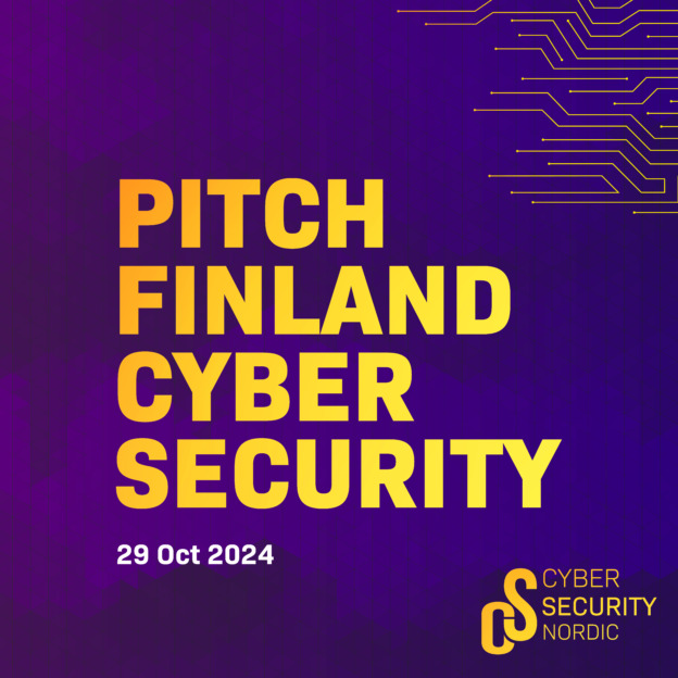 Purple Background with yellow text: Pitch Finland Cyber Security